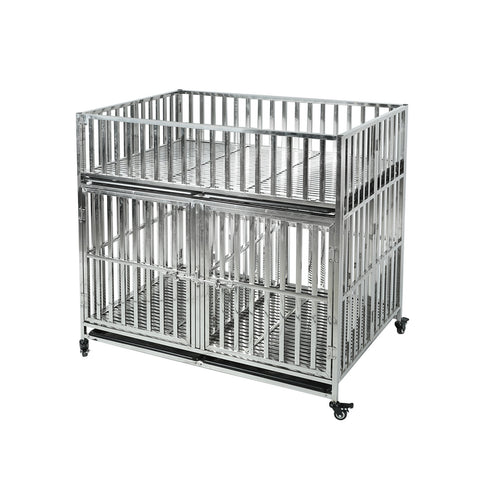 Confote Double-Deck Heavy Duty Stainless Steel Dog Cage Kennel Pet Crate For Small Medium Large Dog