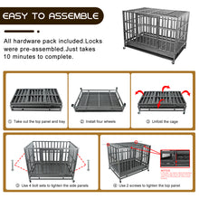 Load image into Gallery viewer, confote 47Inch Heavy Duty Dog Kennel Strong Metal Dog Cage Pet Crate for Medium and Large Dogs with Four Lockable wheels, Removeable Tray