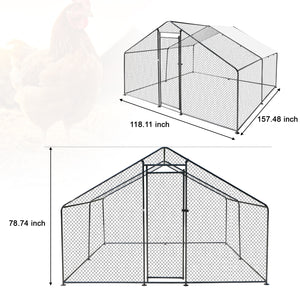 Confote Large Metal Chicken Coop Walk-in Poultry Cage Chicken Run House Duck Rabbit Pen with Waterproof & Anti-UV Cover for Outdoor Yard Farm Use(13'W x 9.8'L x 6.6'H)