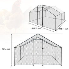 Load image into Gallery viewer, Confote Large Metal Chicken Coop Walk-in Poultry Cage Chicken Run House Duck Rabbit Pen with Waterproof &amp; Anti-UV Cover for Outdoor Yard Farm Use(9.8&#39;W x 9.8&#39;L x 6.6&#39;H)
