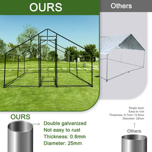 Confote Large Metal Chicken Coop Walk-in Poultry Cage Chicken Run House Duck Rabbit Pen with Waterproof & Anti-UV Cover for Outdoor Yard Farm Use(13'W x 9.8'L x 6.6'H)