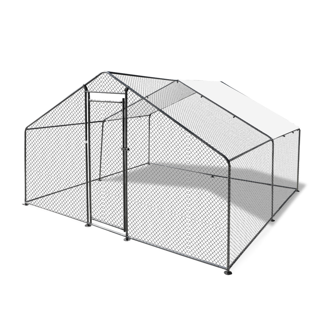 Confote Large Metal Chicken Coop Walk-in Poultry Cage Chicken Run House Duck Rabbit Pen with Waterproof & Anti-UV Cover for Outdoor Yard Farm Use(13'W x 9.8'L x 6.6'H)