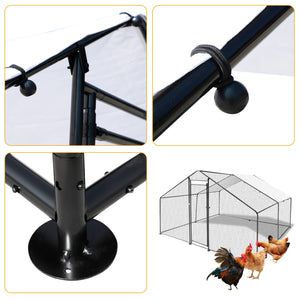 Confote Large Metal Chicken Coop Walk-in Poultry Cage Chicken Run House Duck Rabbit Pen with Waterproof & Anti-UV Cover for Outdoor Yard Farm Use(9.8'W x 9.8'L x 6.6'H)