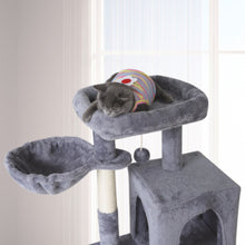 Load image into Gallery viewer, Confote 42 inches Cat Tree with Scratching Board, 2 Luxury Condos, Cat Tower with Padded Plush Perch and Cozy Basket