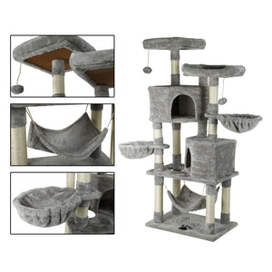 Confote 57.5-in Multi-Level Cat Tree Tower with Sisal Scratching Post for Kittens Cats, Gray