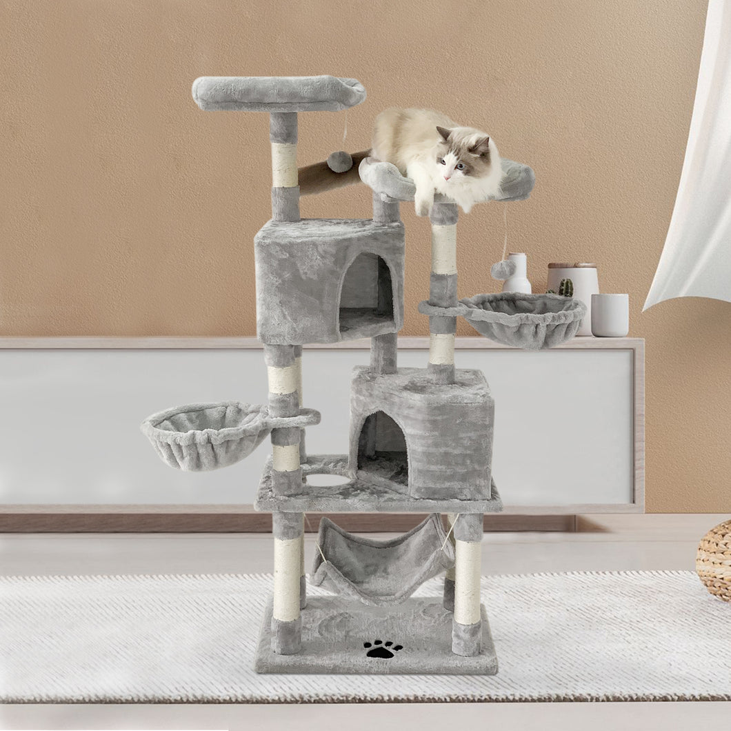 Confote 57.5-in Multi-Level Cat Tree Tower with Sisal Scratching Post for Kittens Cats, Gray