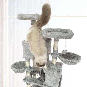 Confote 57.5-in Multi-Level Cat Tree Tower with Sisal Scratching Post for Kittens Cats, Gray