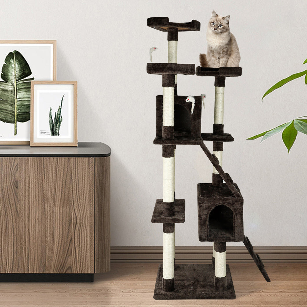 Confote 65-in Multi-Level Cat Tree Tower for Medium Cats&Kitten, Dark Brown