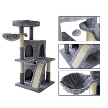 Load image into Gallery viewer, Confote 42 inches Cat Tree with Scratching Board, 2 Luxury Condos, Cat Tower with Padded Plush Perch and Cozy Basket