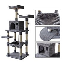 Load image into Gallery viewer, Confote 63-Inch Multi-Level Cat Tree with Sisal-Covered Scratching Posts, Plush Perches, Hammock, and Condo, Cat Tower Furniture, for Kitten, Pet, Dark Grey