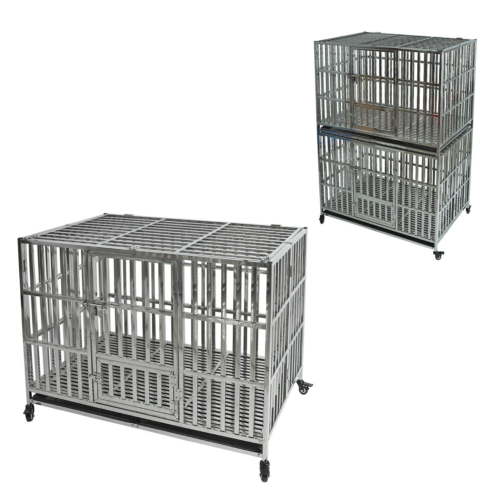  Dog Crate Cage for Large Dogs Heavy Duty 48 Inches Dog Kennel  Pet Playpen for Training Indoor Outdoor with Plastic Tray Double Doors &  Locks Design : Pet Supplies