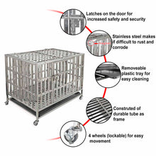 Load image into Gallery viewer, confote Heavy Duty Stainless Steel Dog Cage Kennel Crate and Playpen for Training Large Dog Indoor Outdoor with Double Doors &amp; Locks Design Included Lockable Wheels Removable Tray No Screw