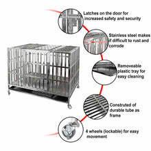 Load image into Gallery viewer, confote Heavy Duty Stainless Steel Dog Cage Kennel Crate and Playpen for Training Large Dog Indoor Outdoor with Double Doors &amp; Locks Design Included Lockable Wheels Removable Tray No Screw