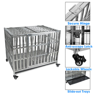 Confote 1 pcs 37" Stackable Heavy Duty Dog Kennel Pet Stainless Steel Crate Cage for Small Dogs with Tray