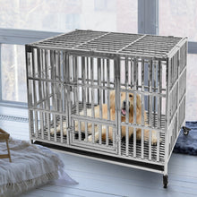 Load image into Gallery viewer, confote Heavy Duty Stainless Steel Dog Cage Kennel Crate and Playpen for Training Large Dog Indoor Outdoor with Double Doors &amp; Locks Design Included Lockable Wheels Removable Tray No Screw