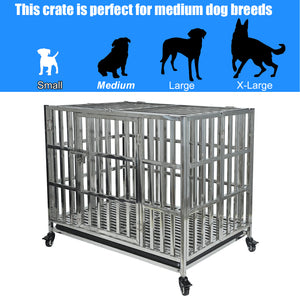 Confote 1 pcs 37" Stackable Heavy Duty Dog Kennel Pet Stainless Steel Crate Cage for Small Dogs with Tray