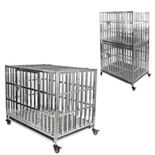 Load image into Gallery viewer, Confote 1 pcs 37&quot; Stackable Heavy Duty Dog Kennel Pet Stainless Steel Crate Cage for Small Dogs with Tray