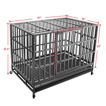 Load image into Gallery viewer, confote 47Inch Heavy Duty Dog Kennel Strong Metal Dog Cage Pet Crate for Medium and Large Dogs with Four Lockable wheels, Removeable Tray