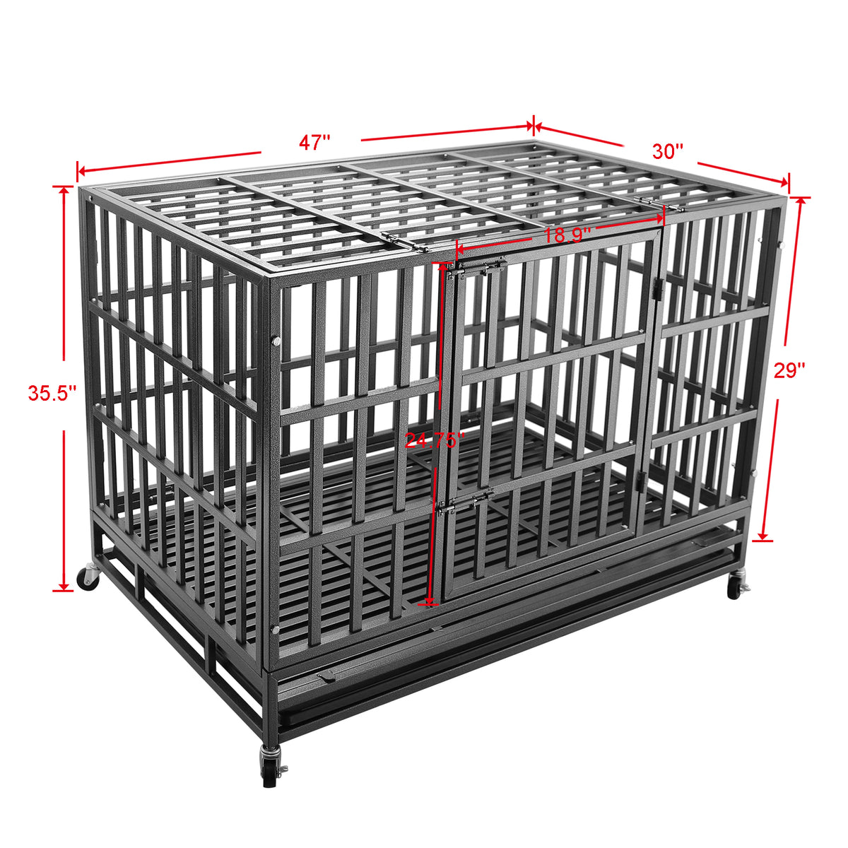 confote 47Inch Heavy Duty Dog Kennel Strong Metal Dog Cage Pet Crate f