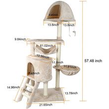 Load image into Gallery viewer, Confote 57 inch Cat Tree Multi-Level Cat Condo with Scratching Posts Kittens Activity Tower Pet Play House Furniture