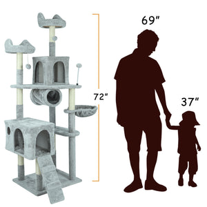 Confote 72" Multi-Level Cat Tree Tower Activity Center with Large Condo,Ladder,Platform Kitten XL Furniture Indoor Cat Tree for Large Cat