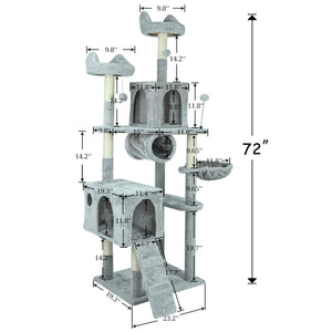 Confote 72" Multi-Level Cat Tree Tower Activity Center with Large Condo,Ladder,Platform Kitten XL Furniture Indoor Cat Tree for Large Cat