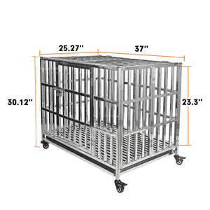 Confote 1 pcs 37" Stackable Heavy Duty Dog Kennel Pet Stainless Steel Crate Cage for Small Dogs with Tray