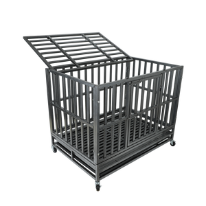 confote 47Inch Heavy Duty Dog Kennel Strong Metal Dog Cage Pet Crate for Medium and Large Dogs with Four Lockable wheels, Removeable Tray