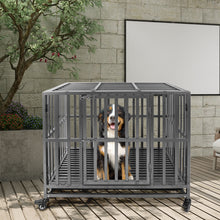 Load image into Gallery viewer, Confote 37&quot;/47&quot; Heavy Duty Dog Kennel Strong Metal Dog Cage Pet Crate for Small/Medium/Large Dogs with Four Lockable Wheels, Removeable Tray(Stretching Install)