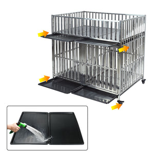 Confote Double Deck Heavy Duty Stainless Steel Dog Cage Kennel Pet