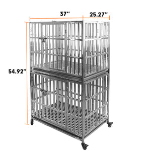 Confote 1 pcs 37" Stackable Heavy Duty Dog Kennel Pet Stainless Steel Crate Cage for Small Dogs with Tray