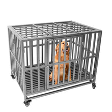 Load image into Gallery viewer, Confote 37&quot;/47&quot; Heavy Duty Dog Kennel Strong Metal Dog Cage Pet Crate for Small/Medium/Large Dogs with Four Lockable Wheels, Removeable Tray(Stretching Install)