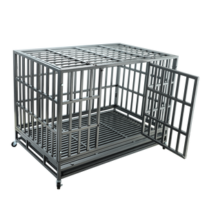 confote 47Inch Heavy Duty Dog Kennel Strong Metal Dog Cage Pet Crate for Medium and Large Dogs with Four Lockable wheels, Removeable Tray