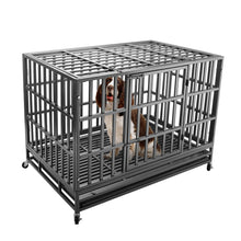 Load image into Gallery viewer, confote 47Inch Heavy Duty Dog Kennel Strong Metal Dog Cage Pet Crate for Medium and Large Dogs with Four Lockable wheels, Removeable Tray