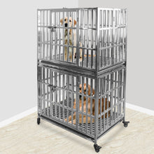 Load image into Gallery viewer, Confote 1 pcs 37&quot; Stackable Heavy Duty Dog Kennel Pet Stainless Steel Crate Cage for Small Dogs with Tray