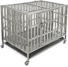 Load image into Gallery viewer, confote Heavy Duty Stainless Steel Dog Cage Kennel Crate and Playpen for Training Large Dog Indoor Outdoor with Double Doors &amp; Locks Design Included Lockable Wheels Removable Tray No Screw