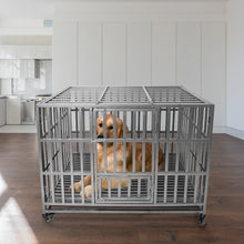 Load image into Gallery viewer, Confote 37&quot;/47&quot; Heavy Duty Dog Kennel Strong Metal Dog Cage Pet Crate for Small/Medium/Large Dogs with Four Lockable Wheels, Removeable Tray(Stretching Install)