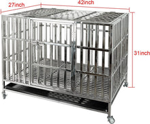 Load image into Gallery viewer, confote Heavy Duty Stainless Steel Dog Cage Kennel Crate and Playpen for Training Large Dog Indoor Outdoor with Double Doors &amp; Locks Design Included Lockable Wheels Removable Tray No Screw