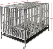 Load image into Gallery viewer, confote Heavy Duty Stainless Steel Dog Cage Kennel Crate and Playpen for Training Large Dog Indoor Outdoor with Double Doors &amp; Locks Design Included Lockable Wheels Removable Tray No Screw