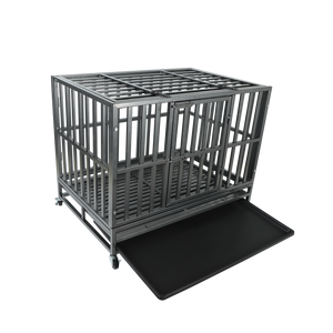 Confote 38Inch Heavy Duty Dog Cage Strong Metal Kennel and Crate for Medium and Large Dogs, Pet Playpen with Four Lockable Wheels