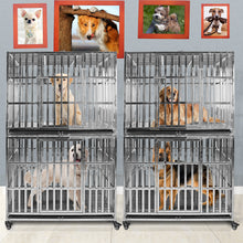 Load image into Gallery viewer, Confote 1 pcs 42&quot; Stackable Heavy Duty Dog Kennel Pet Stainless Steel Crate Cage for Medium Dogs with Tray in-Door Foldable &amp; Portable for Animal Out-Door Travel