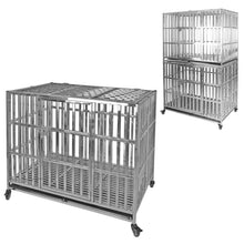 Load image into Gallery viewer, Confote 1 pcs 42&quot; Stackable Heavy Duty Dog Kennel Pet Stainless Steel Crate Cage for Medium Dogs with Tray in-Door Foldable &amp; Portable for Animal Out-Door Travel