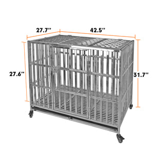 Confote 1 pcs 42" Stackable Heavy Duty Dog Kennel Pet Stainless Steel Crate Cage for Medium Dogs with Tray in-Door Foldable & Portable for Animal Out-Door Travel