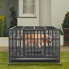 Load image into Gallery viewer, confote 47Inch Heavy Duty Dog Kennel Strong Metal Dog Cage Pet Crate for Medium and Large Dogs with Four Lockable wheels, Removeable Tray