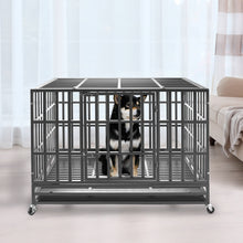 Load image into Gallery viewer, confote 47Inch Heavy Duty Dog Kennel Strong Metal Dog Cage Pet Crate for Medium and Large Dogs with Four Lockable wheels, Removeable Tray