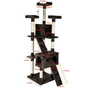 Confote 65-in Multi-Level Cat Tree Tower for Medium Cats&Kitten, Dark Brown