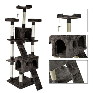 Confote 65-in Multi-Level Cat Tree Tower for Medium Cats&Kitten, Dark Brown