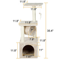 Load image into Gallery viewer, Confote 35.4-in Cat Activity Tree Climb Tower Play House Condo Furniture for Small and Medium Cat, Beige White