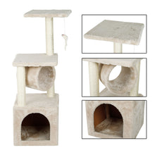 Load image into Gallery viewer, Confote 35.4-in Cat Activity Tree Climb Tower Play House Condo Furniture for Small and Medium Cat, Beige White