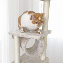 Load image into Gallery viewer, Confote 35.4-in Cat Activity Tree Climb Tower Play House Condo Furniture for Small and Medium Cat, Beige White